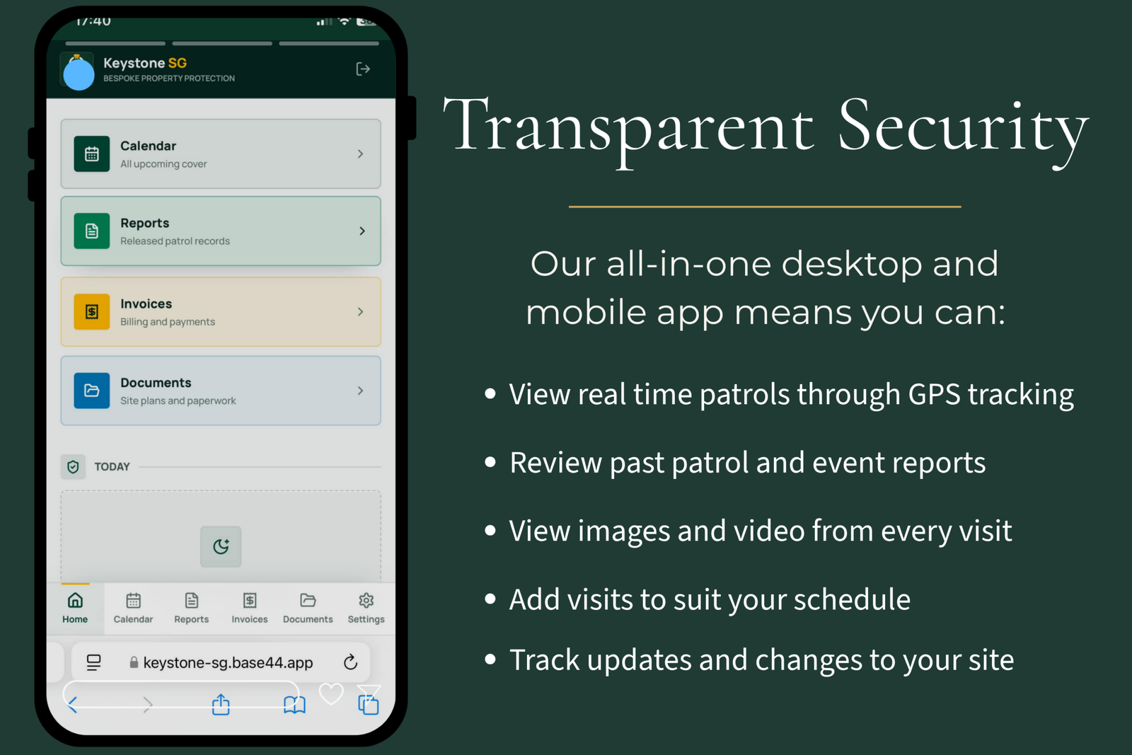Track on our security app